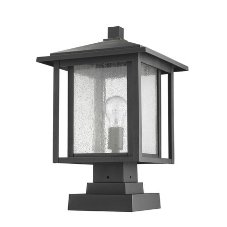 Z-Lite Aspen 1 Light Outdoor Pier Mounted Fixture, Black And Clear Seedy 554PHBS-SQPM-BK
